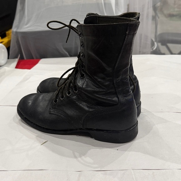 Classic Black Leather Combat Boots main image 5